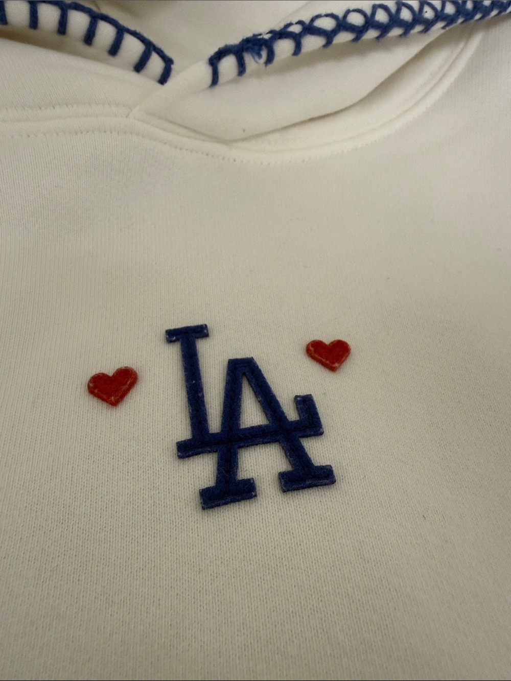 Madhappy White Hoodie Dodgers LA Logo and Red Hearts Small - Picture 4 of 6
